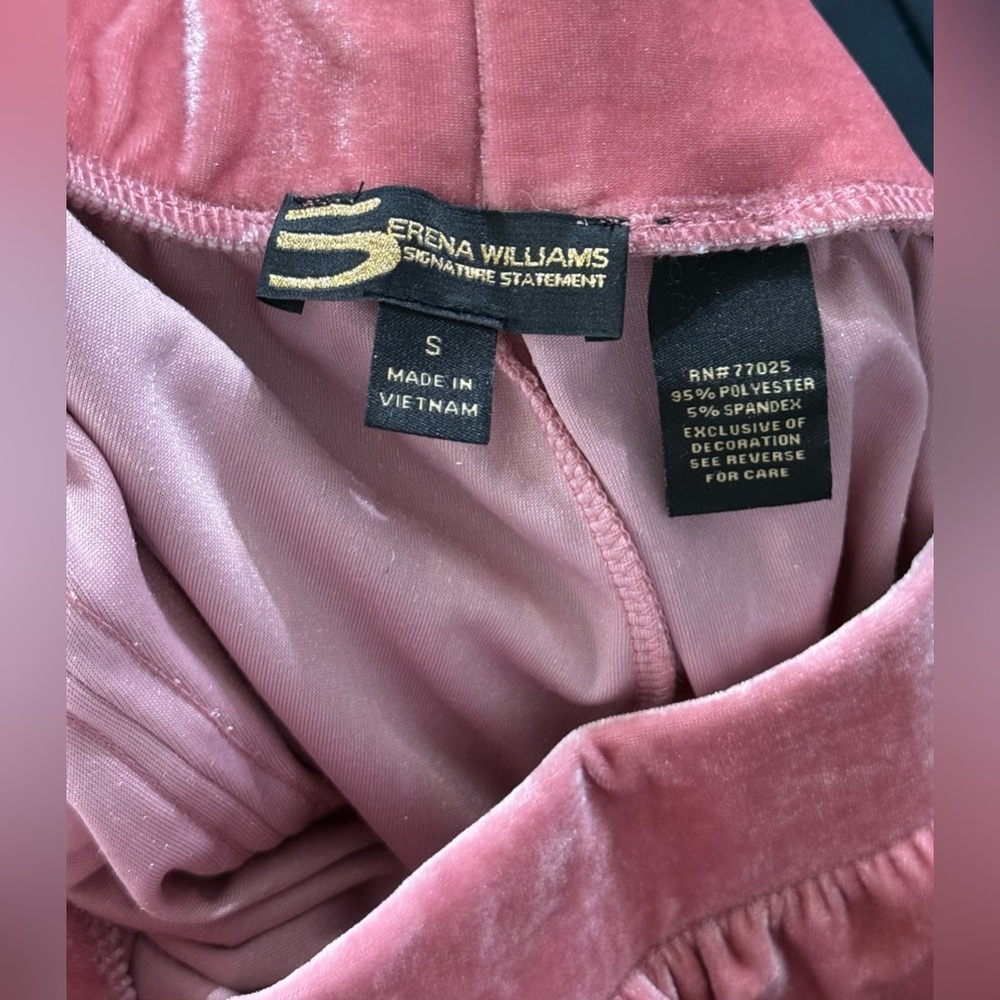 Serena Williams Signature Statement Pink Velour Track Pants Women Size Small - Picture 4 of 4